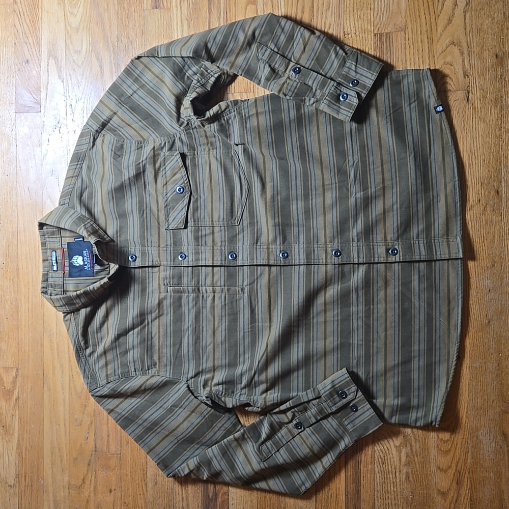 Men's Casual Button Down Shirt - Brown Striped